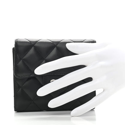 Chanel Lambskin Quilted Compact Flap Wallet Black 2 of 7