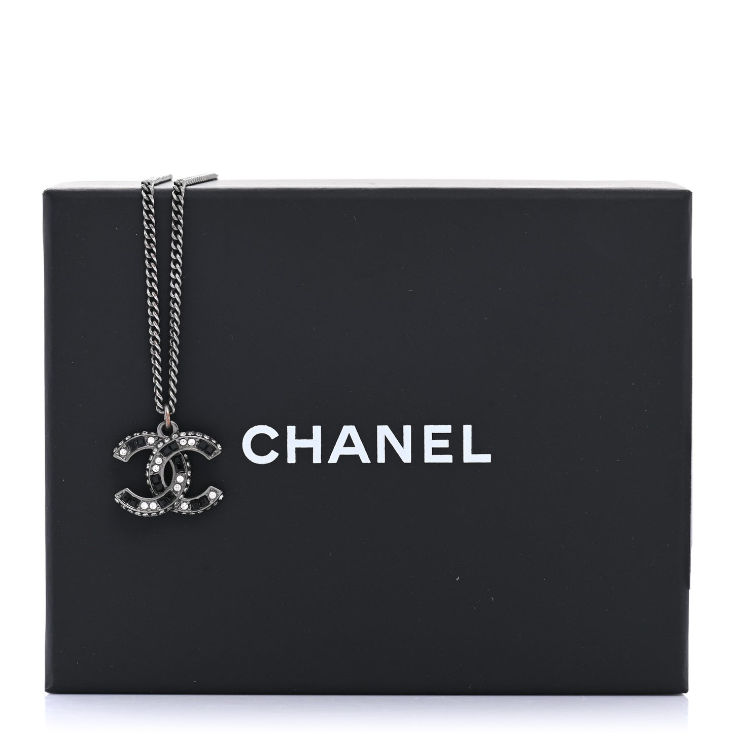 Ruthenium Baguette Crystal CC Necklace Silver Black