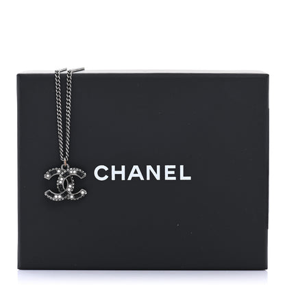 Chanel Ruthenium Baguette Crystal CC Necklace Silver Black 7 of 7