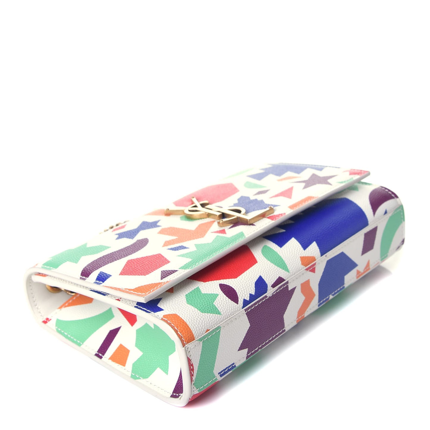 Grain De Poudre Small Classic Monogram Shapes Print Kate Satchel White