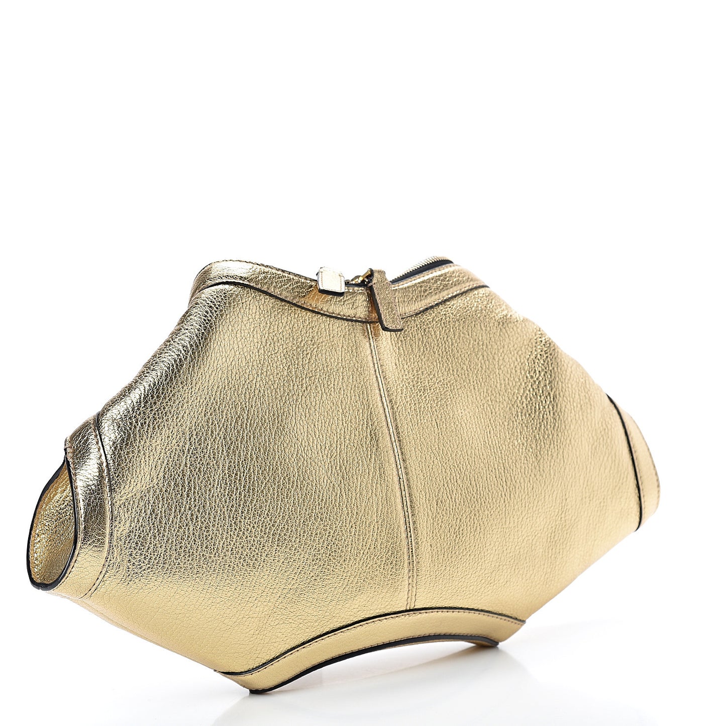 Metallic Lambskin De Manta Clutch Light Gold