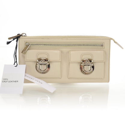 Marc Jacobs Leather Zip Clutch Wallet Ivory 3 of 7