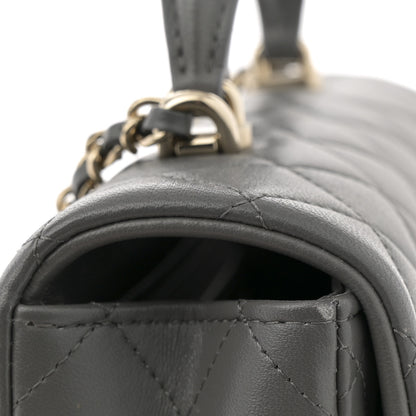 Chanel Lambskin Quilted Mini Top Handle Rectangular Flap Grey 11 of 12