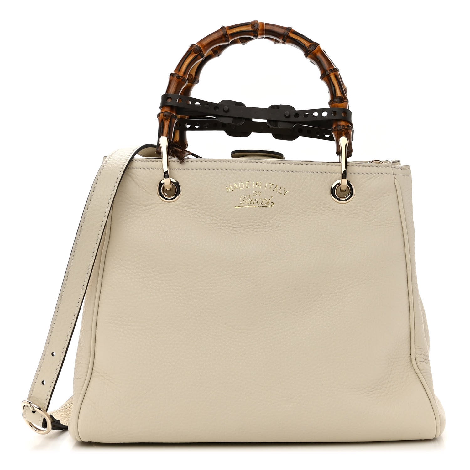 Gucci Calfskin Small Bamboo Shopper Tote White 1 of 11