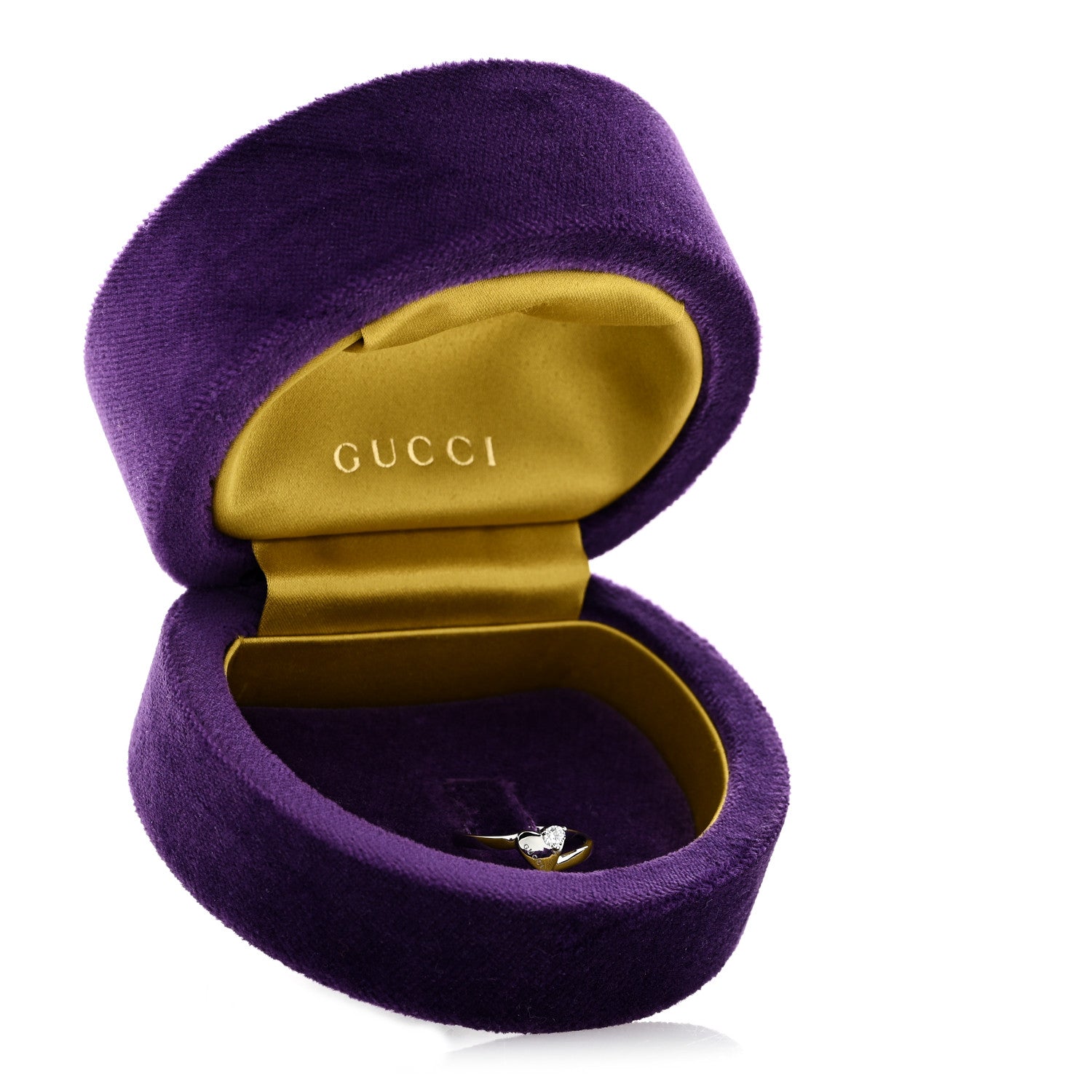 Gucci 18K White Gold Diamond Heart Band Ring 54 6.75 7 of 7