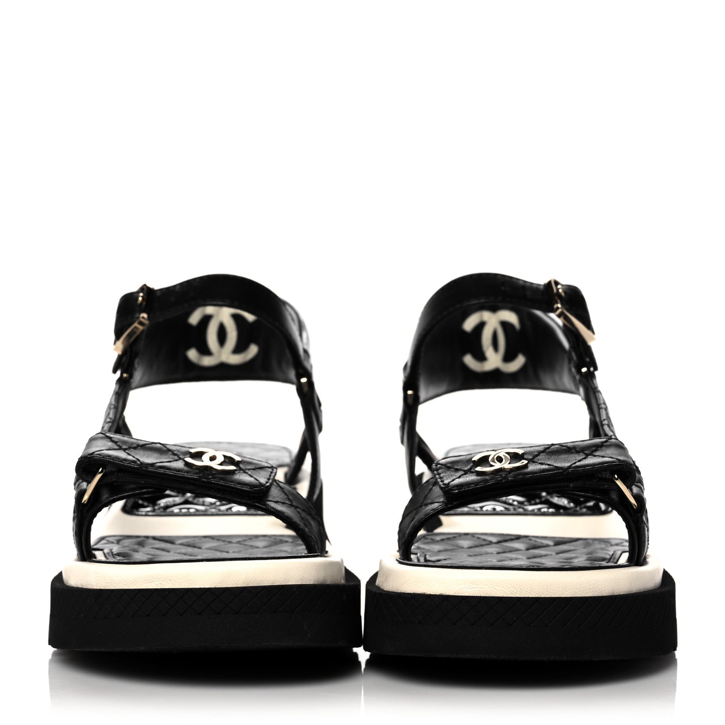 Lambskin Logo Platform Sandals 40 Black White