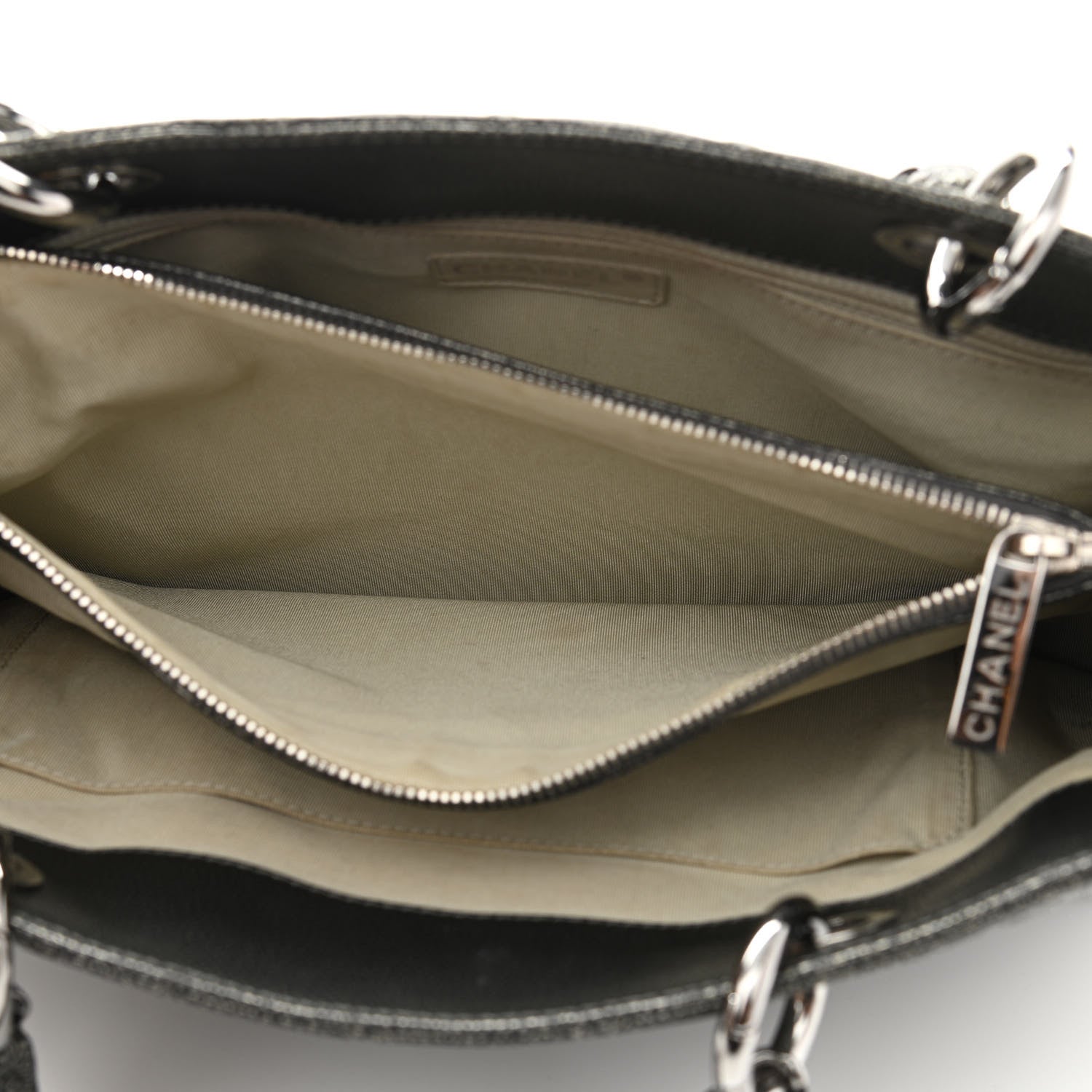 Chanel Metallic Caviar Quilted Grand Shopping Tote GST Dark Silver 7 of 14