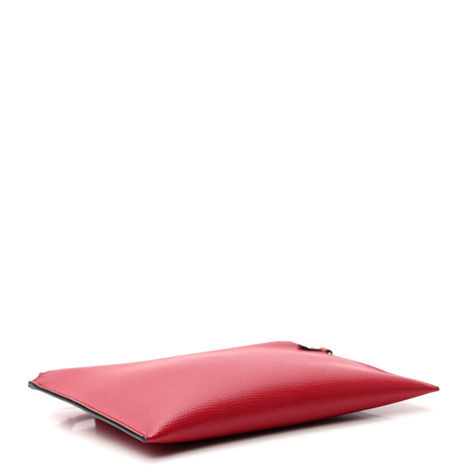 Burberry Grainy Calfskin Haymarket Check Zip Pouch Red 4 of 9