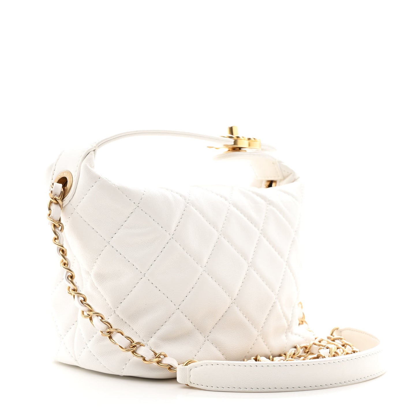 Lambskin Quilted Small Perfect Meeting Hobo White