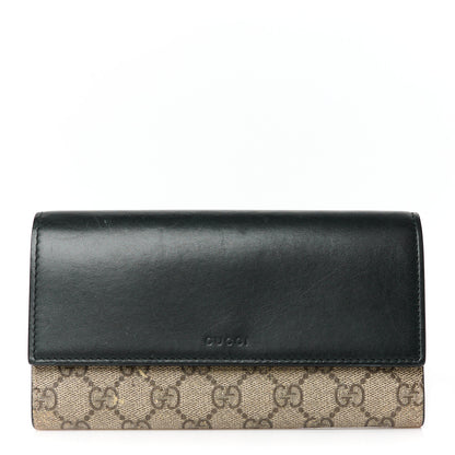 Gucci Calfskin GG Supreme Monogram Continental Wallet Black 1 of 11