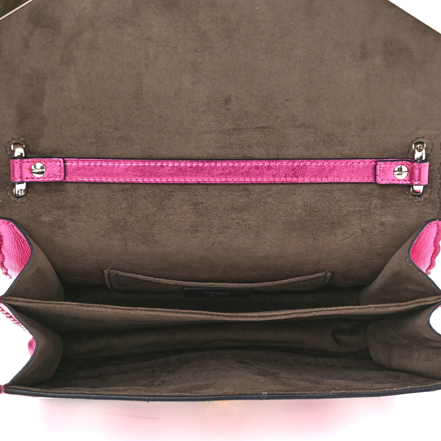 Fendi Metallic Calfskin Wonder Monster Kan I Shoulder Bag Pink Silver 4 of 9
