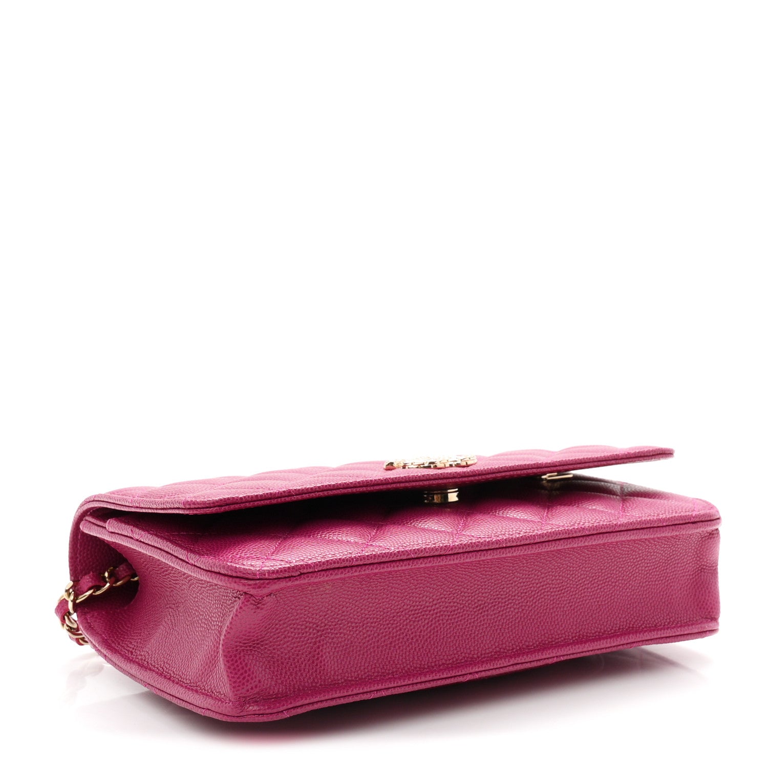Chanel Caviar Quilted Chain Embossed CC Wallet On Chain WOC Fuchsia 4 of 12