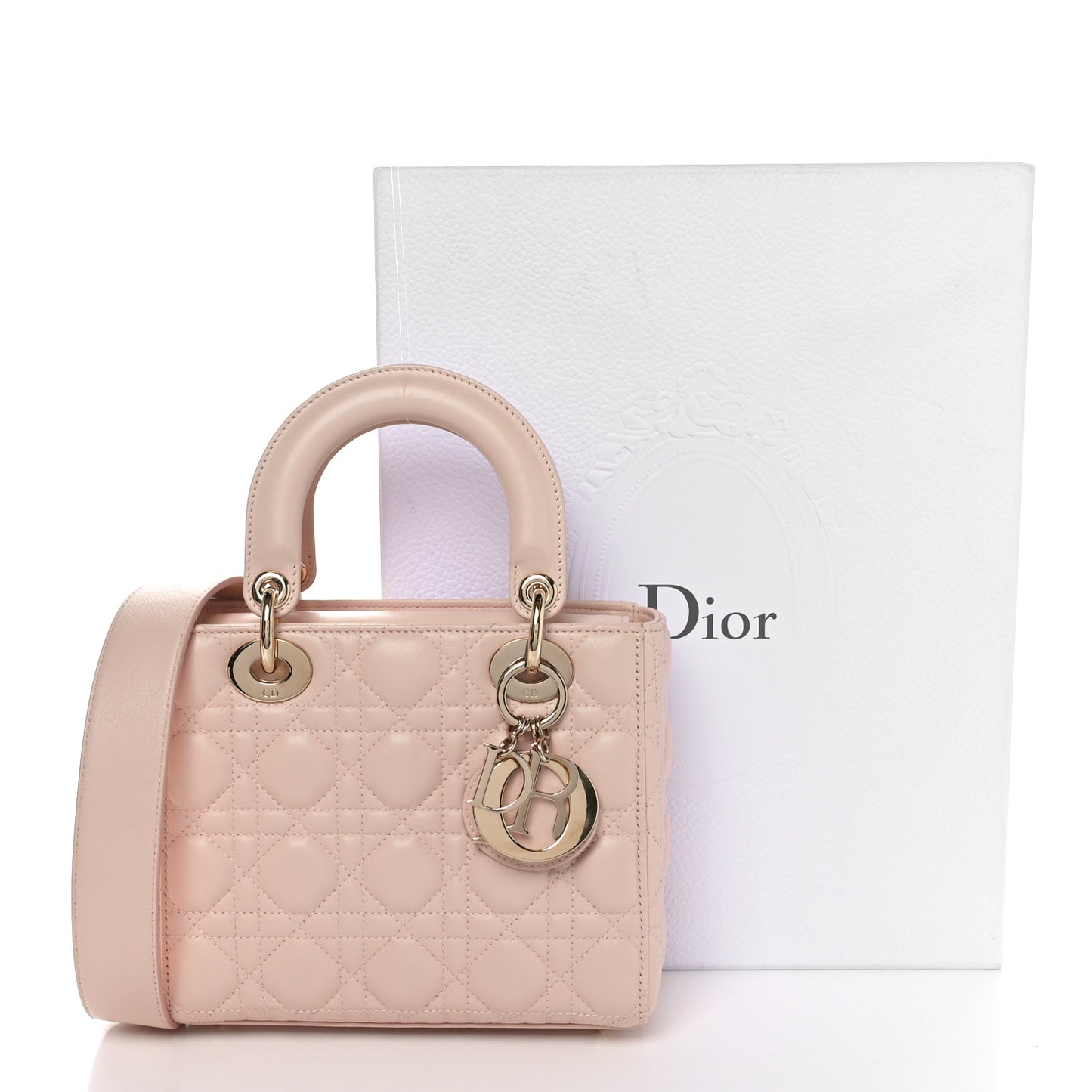 Lambskin Cannage Small Lucky Badges My Lady Dior Light Pink