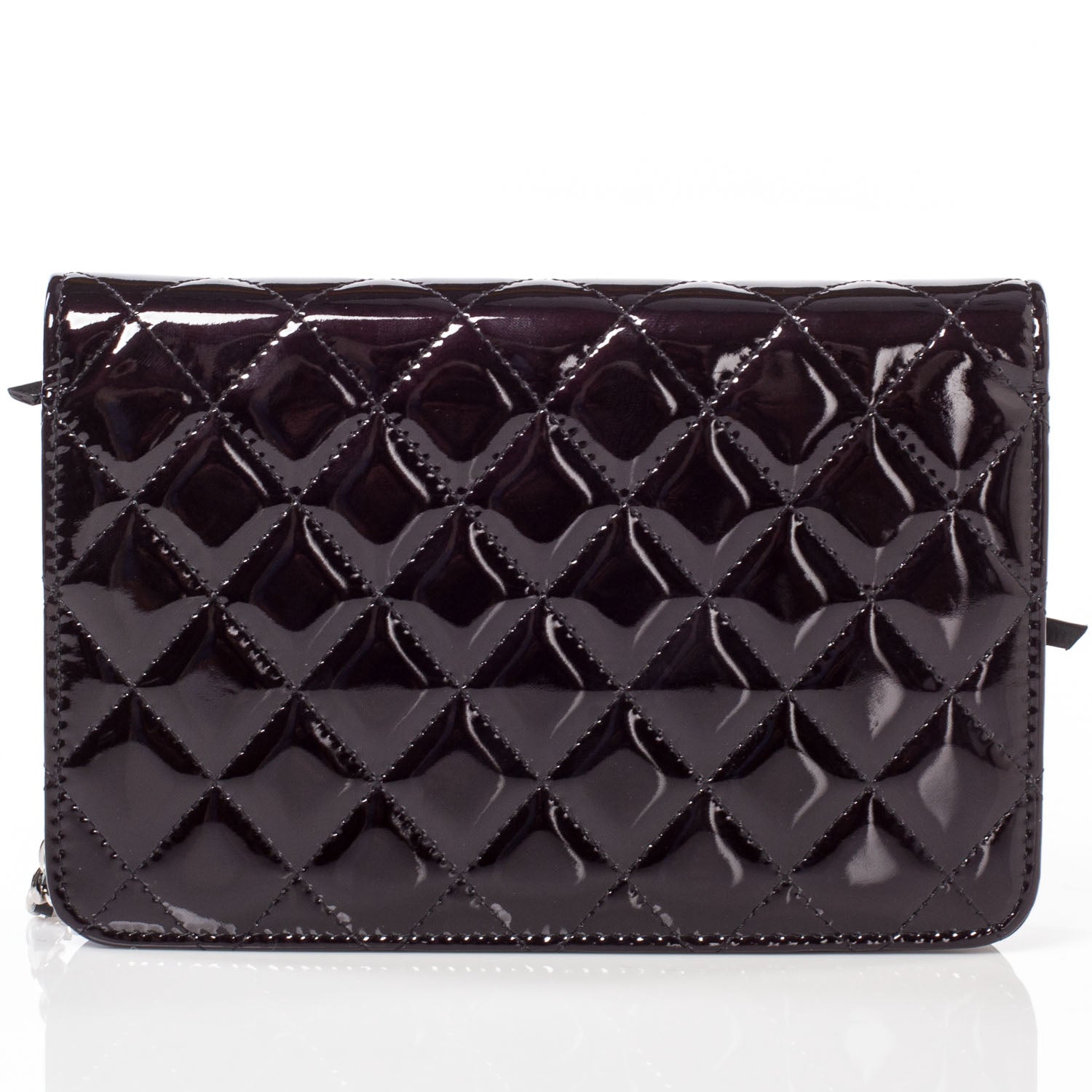 Chanel Patent Quilted Wallet On Chain Black 3 of 8