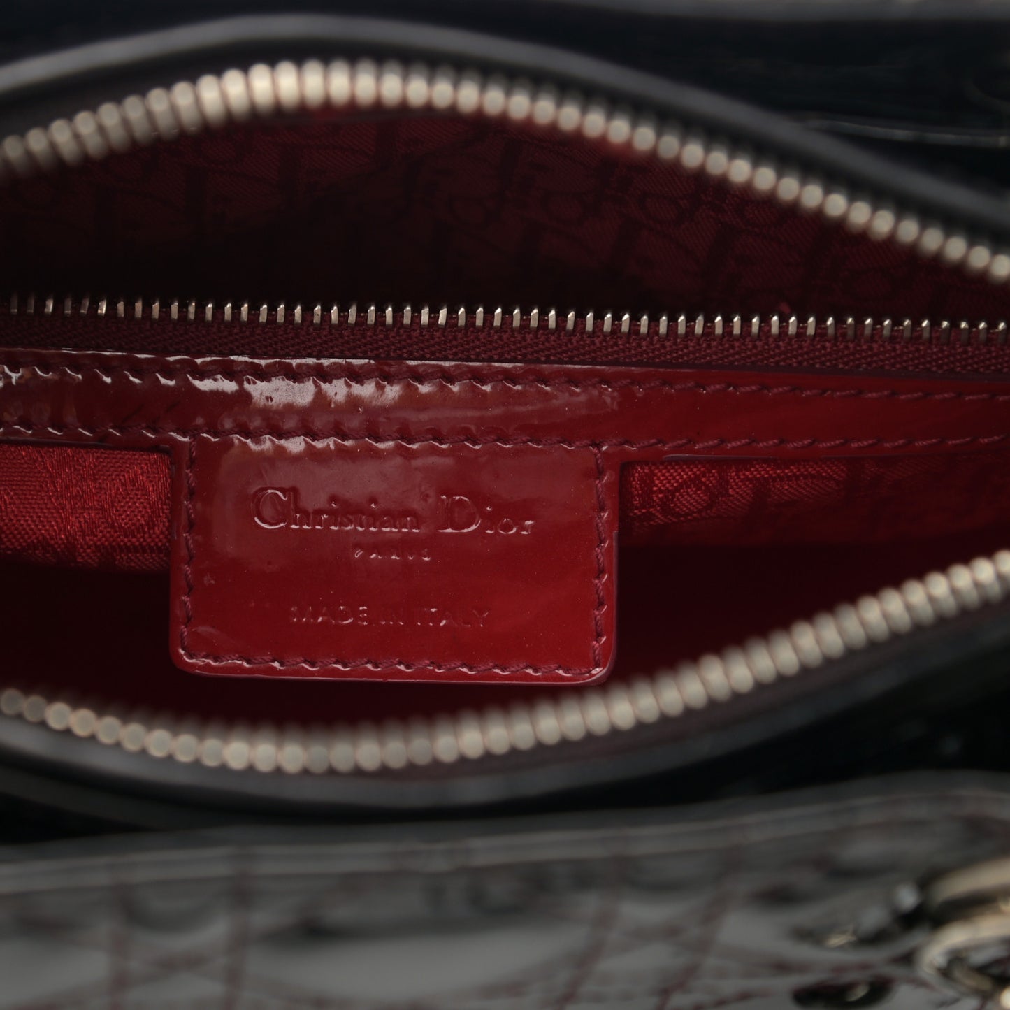 Patent Cannage Medium Lady Dior Black