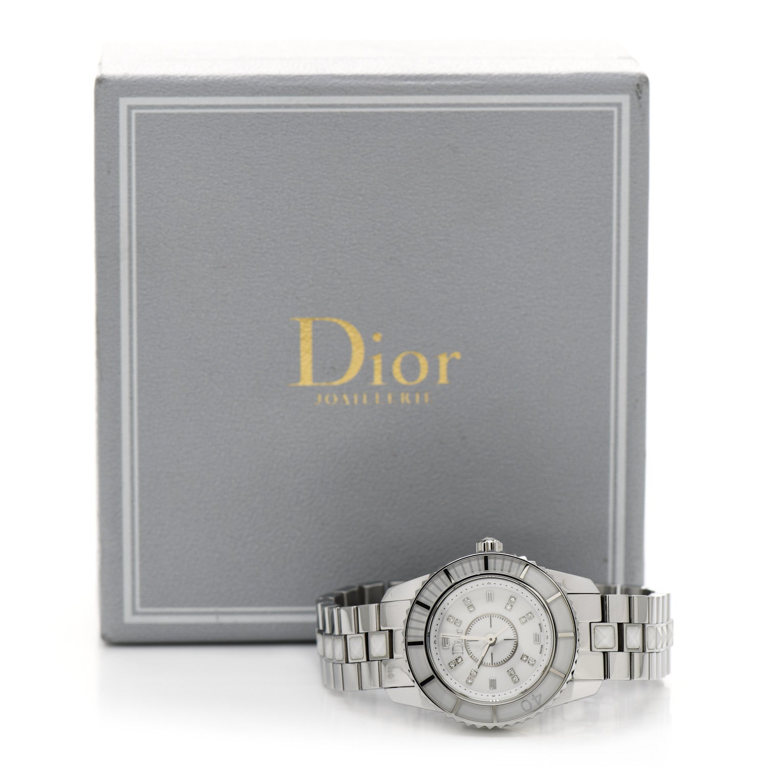 Christian Dior Stainless Steel Diamond Sapphire 29mm Christal Quartz Watch White 5 of 5