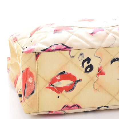 Chanel Coated Canvas Quilted Lips and Kisses Graffiti XL Tote Beige 17 of 18