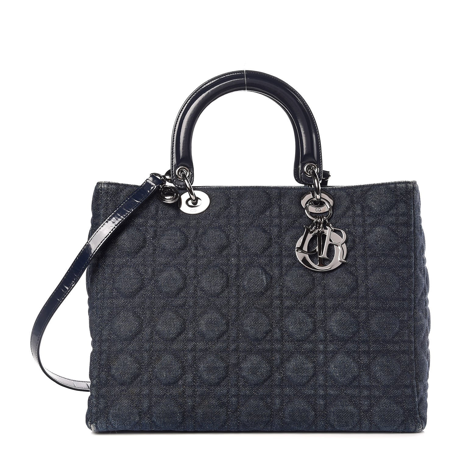 Christian Dior Denim Cannage Large Lady Dior Tote Blue 1 of 14