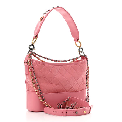 Chanel Aged Calfskin Quilted Medium Gabrielle Logo Hobo Rose 3 of 10