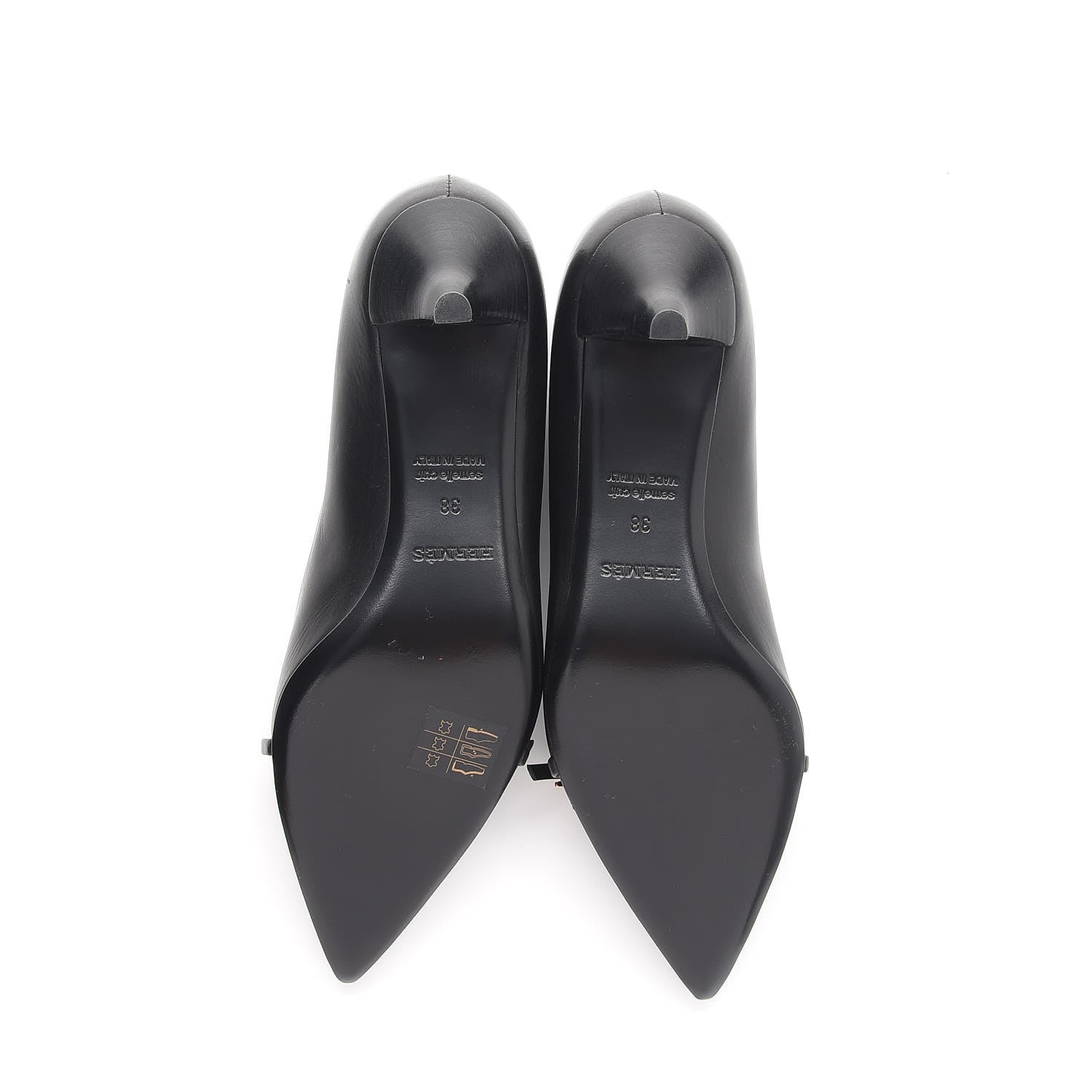 Hermes Calfskin Lauren Pumps 38 Black 5 of 8