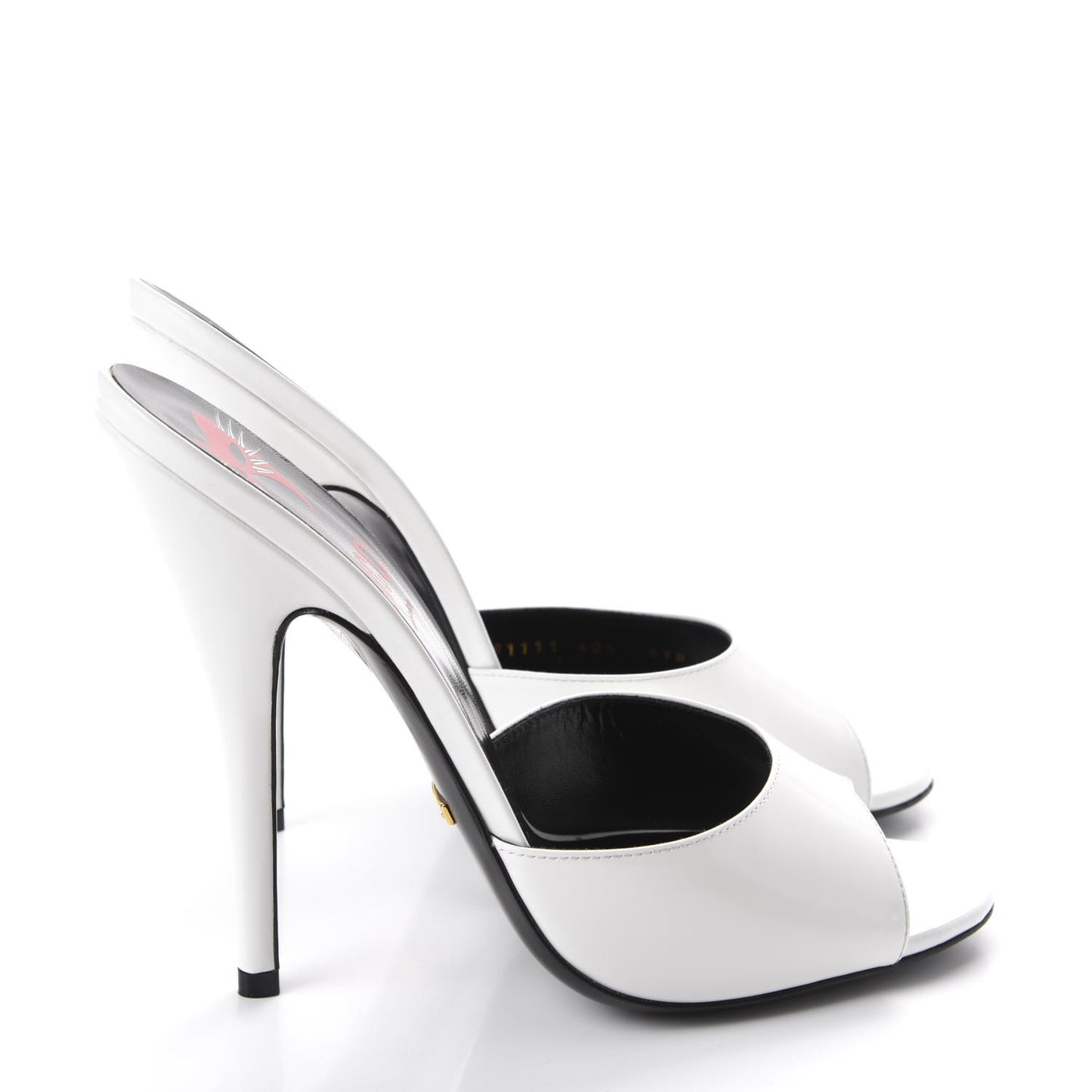 Polished Calfskin Scarlet High Heel Slide Sandals 40.5 Great White
