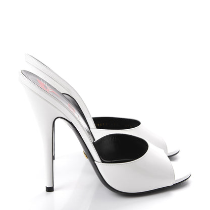 Gucci Polished Calfskin Scarlet High Heel Slide Sandals 40.5 Great White 4 of 10