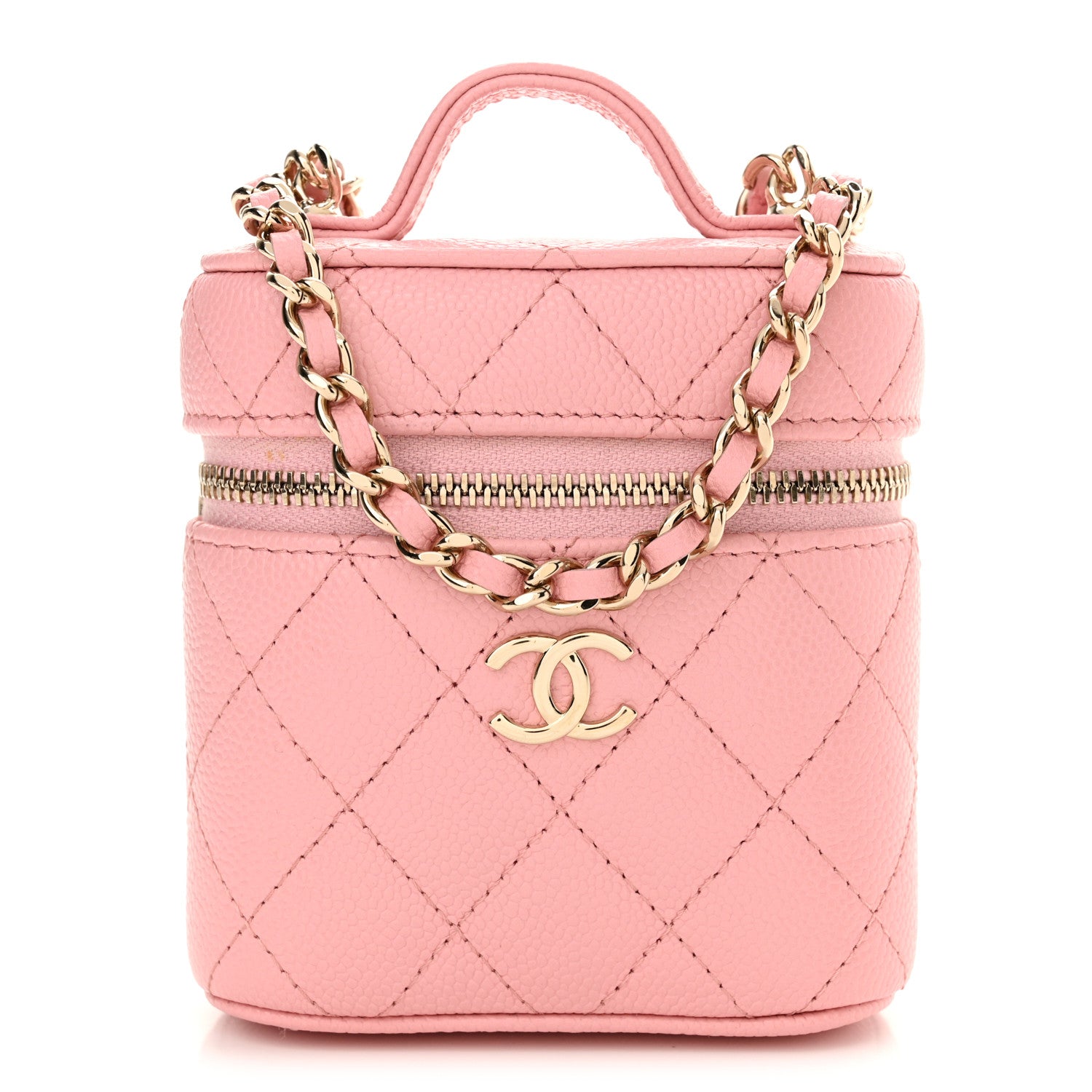 Chanel Caviar Quilted Small Handle With Care Vanity Case With Chain Pink 1 of 11