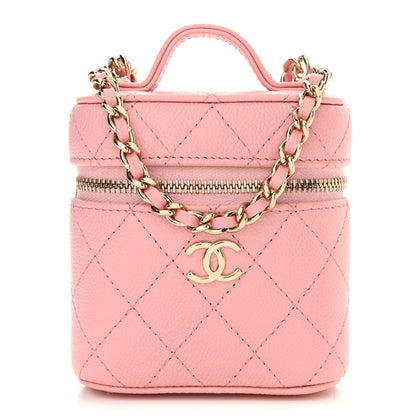 Chanel Caviar Quilted Small Handle With Care Vanity Case With Chain Pink 1 of 11