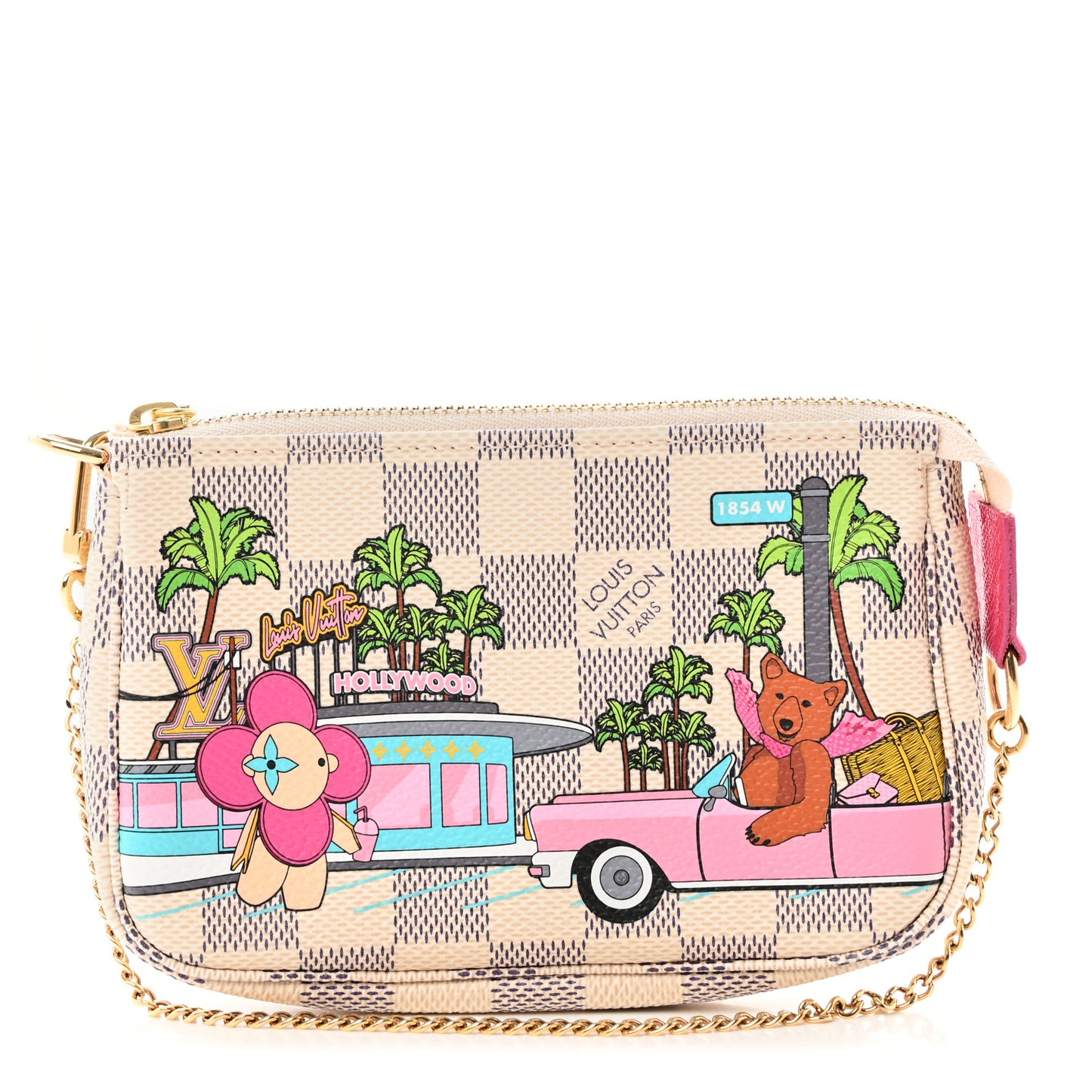 Damier Azur 2021 Christmas Animation Hollywood Mini Pochette Accessories Fuchsia