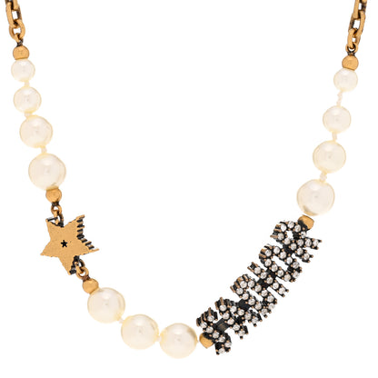 Christian Dior Metal Pearl Crystal J'Adior Choker Necklace Antique Gold 4 of 6