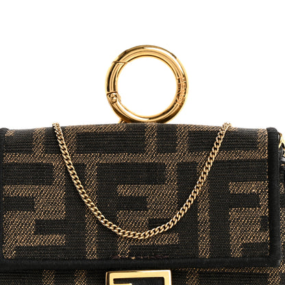 Fendi Fabric Jacquard FF 1974 Nano Baguette Charm Tobacco Moro Black 8 of 14