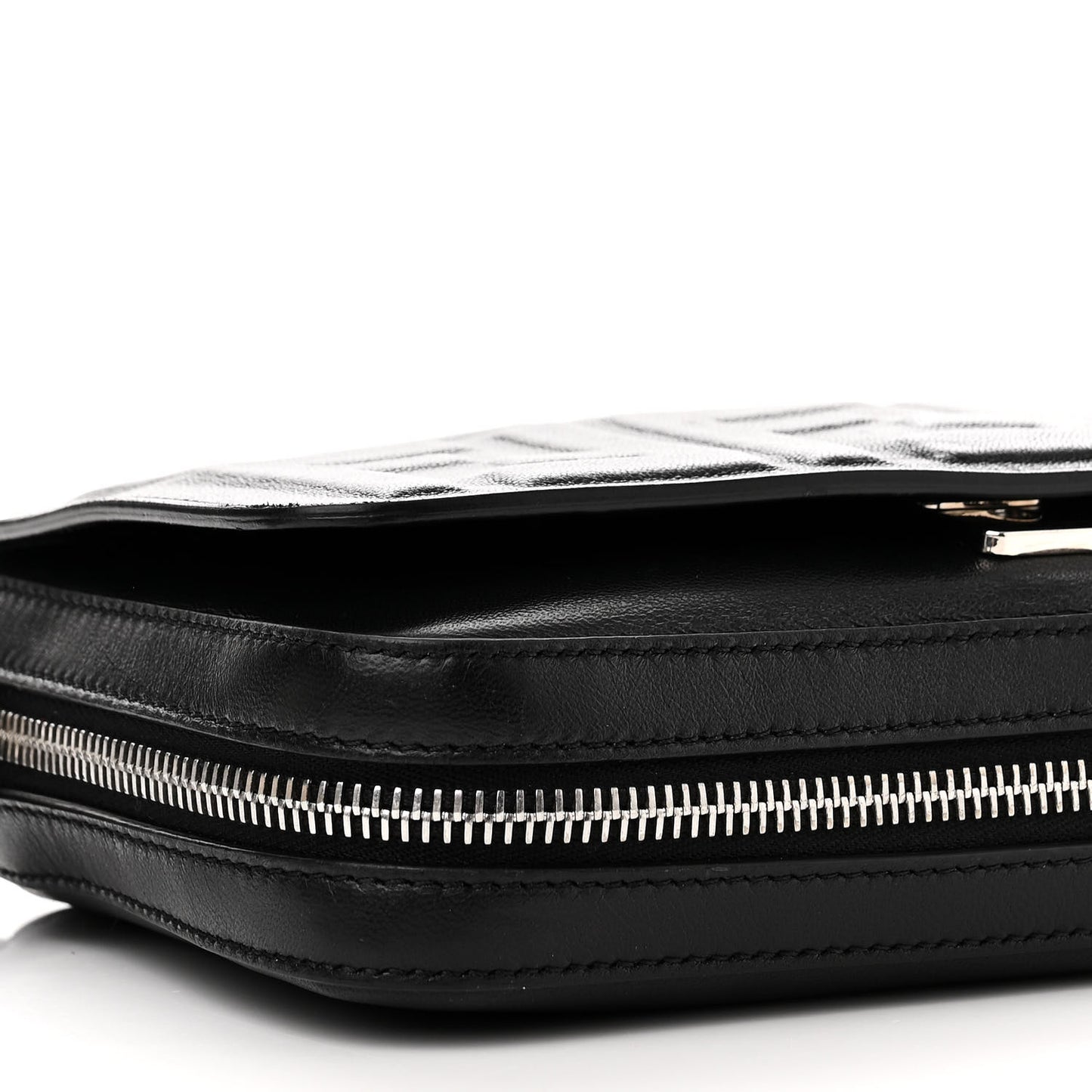 Nappa FF 1974 Embossed Mini Expandable Flap Bag Black