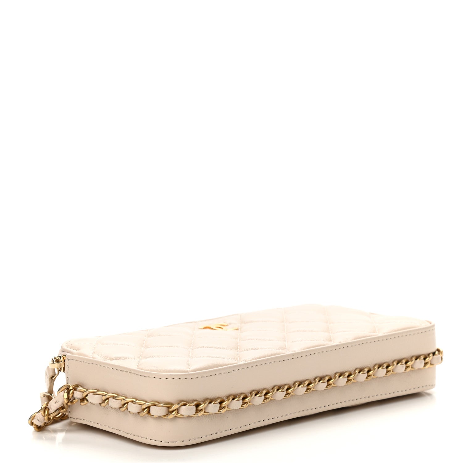 Chanel Lambskin Quilted Small Clutch With Chain Off White 4 of 13