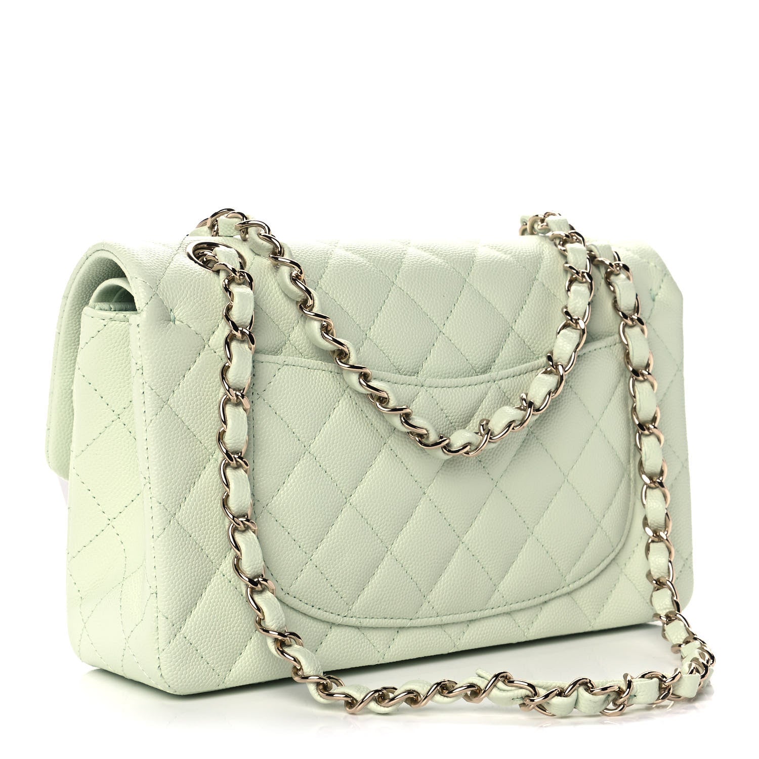 Chanel Caviar Quilted Small Double Flap Light Green 3 of 11