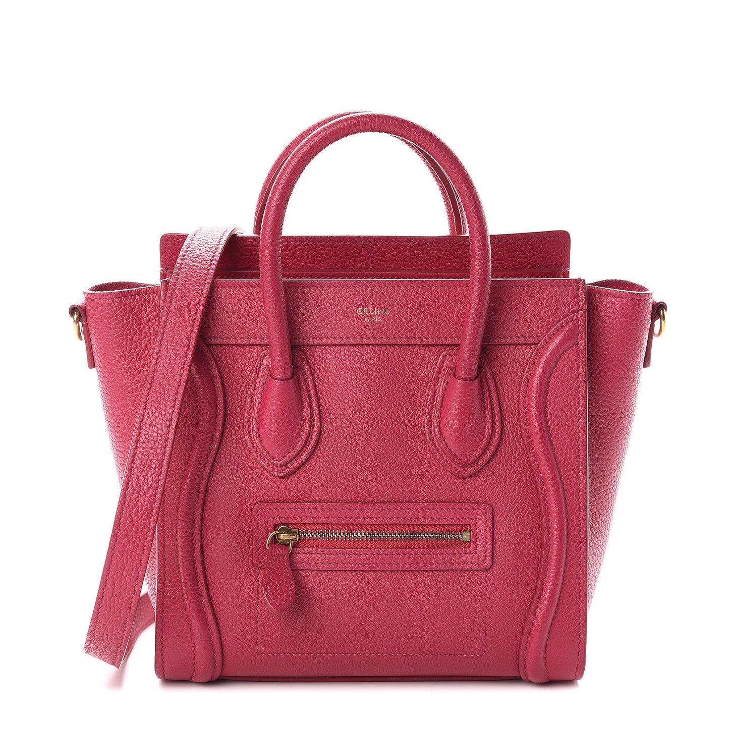 Drummed Calfskin Nano Luggage Fuchsia