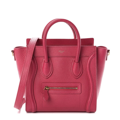 Celine Drummed Calfskin Nano Luggage Fuchsia 1 of 8