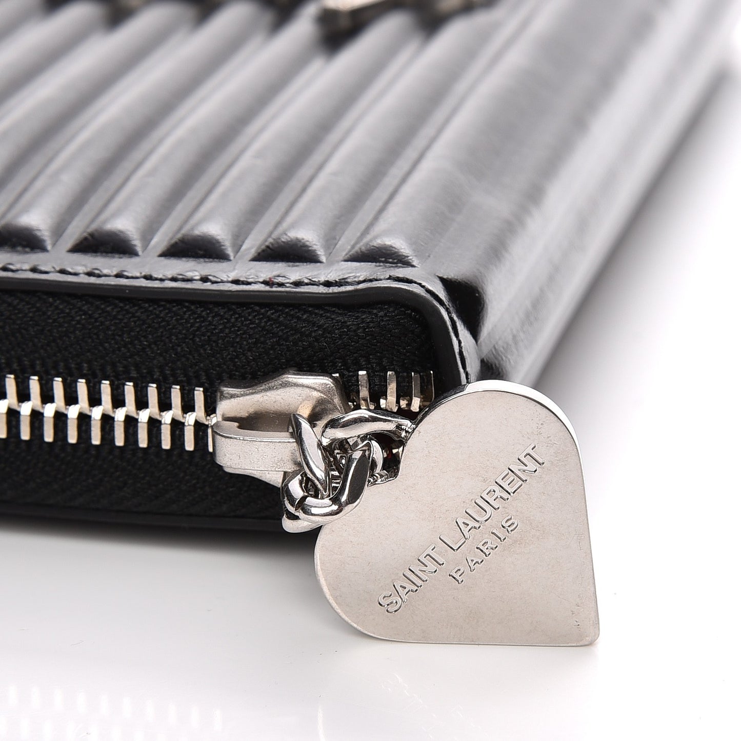 Ribbed Calfskin Opium Monogram Zip Around Wallet Black