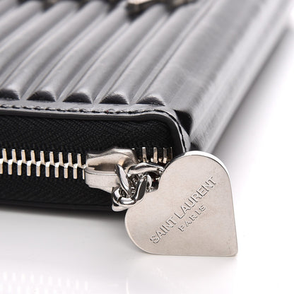 Saint Laurent Ribbed Calfskin Opium Monogram Zip Around Wallet Black 6 of 7