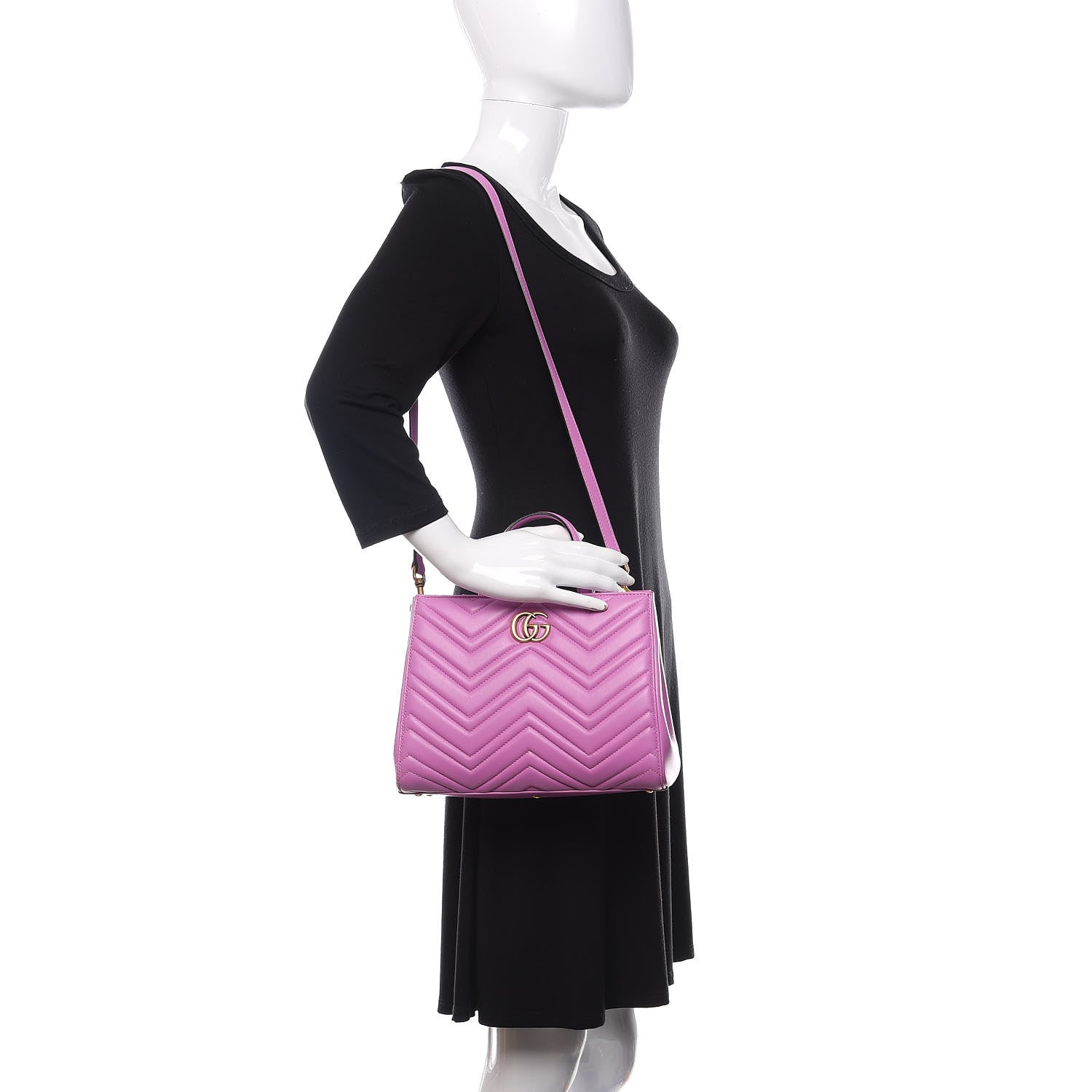 Gucci Calfskin Matelasse Small GG Marmont Tote Candy Mousse 2 of 12