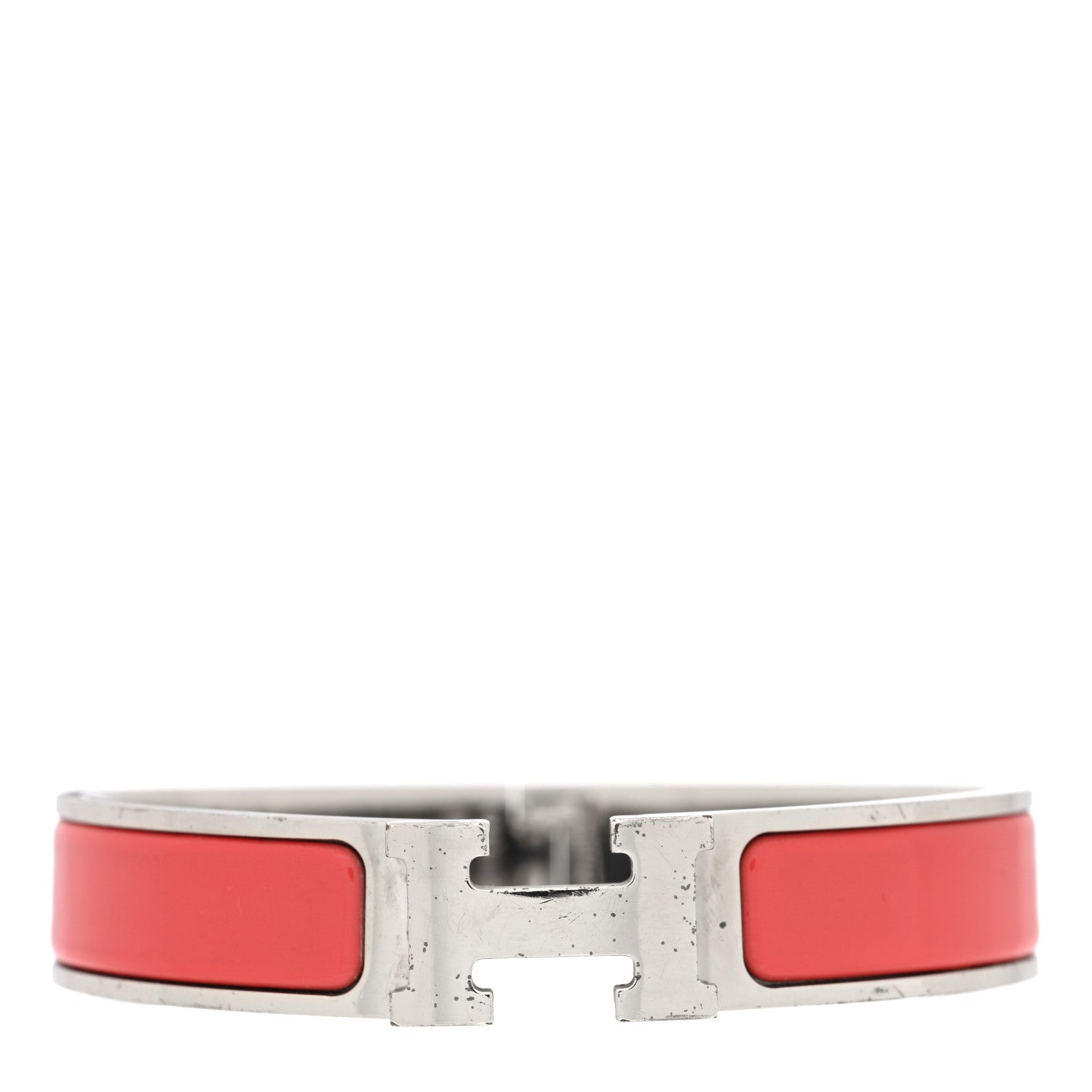 Hermes Enamel Narrow Clic Clac H Bracelet PM Rouge Corail 1 of 4