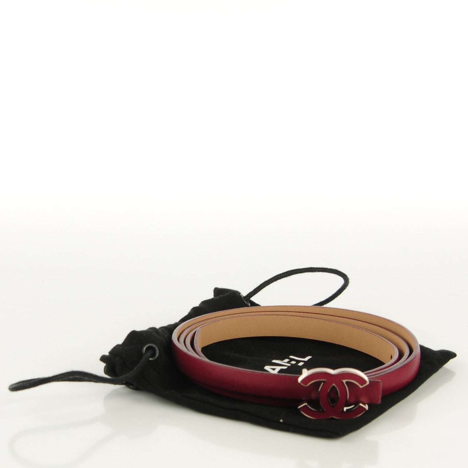 Chanel Leather CC Logo Skinny Belt 85 34 Dark Red 7 of 7