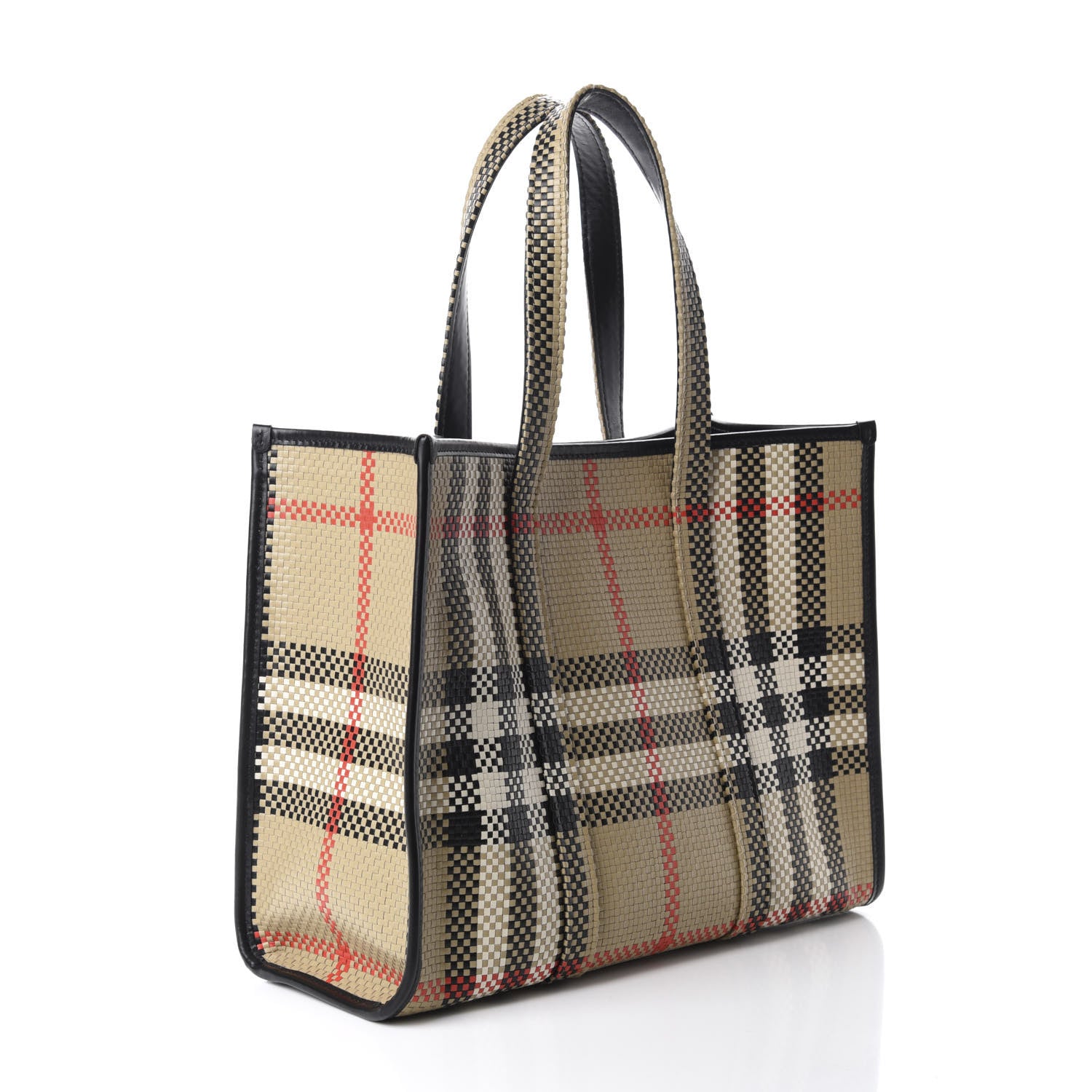 Burberry Calfskin Woven Vintage Check East West Book Tote 3 of 9