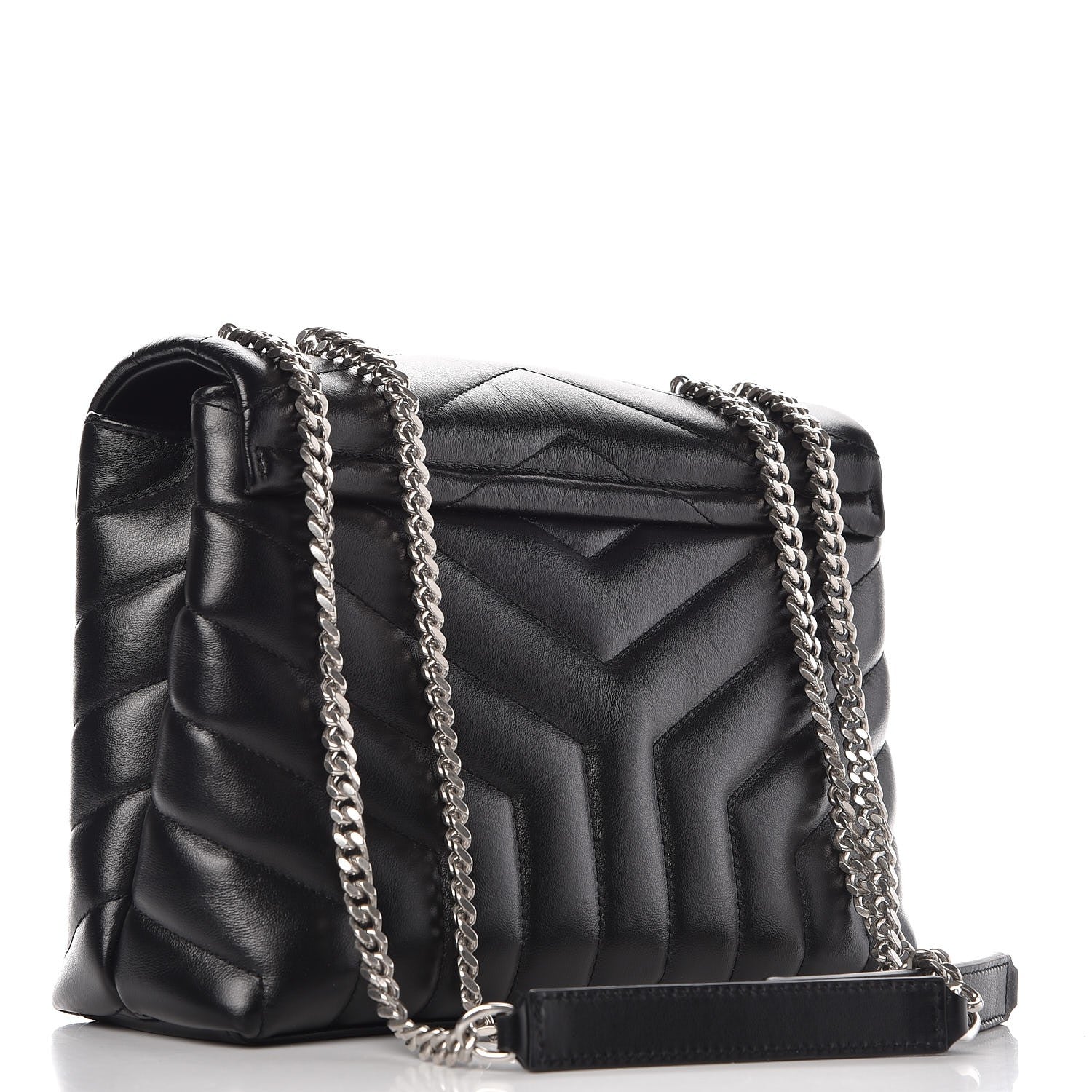 Saint Laurent Calfskin Y Quilted Monogram Small Loulou Chain Satchel Black 4 of 9