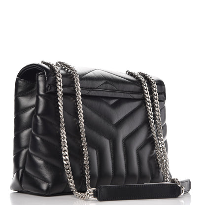 Saint Laurent Calfskin Y Quilted Monogram Small Loulou Chain Satchel Black 4 of 10