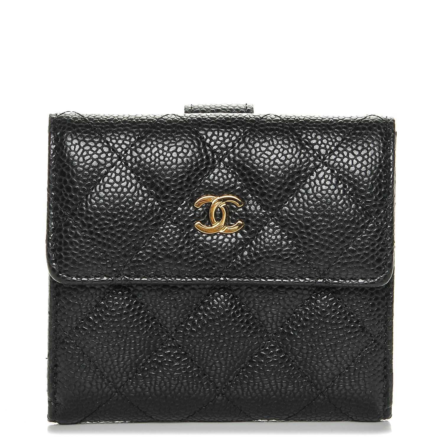 Chanel Caviar Quilted Compact French Flap Wallet Black 1 of 8