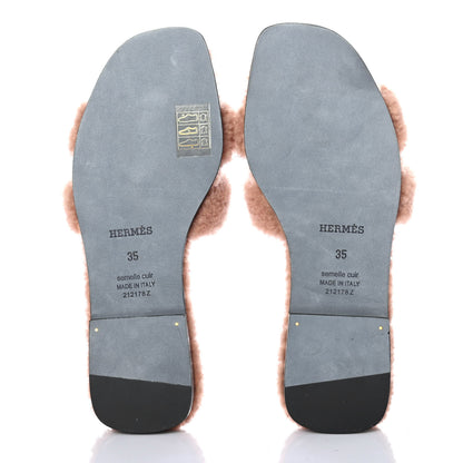 Hermes Woolskin Oran Sandals 35 Rose Aube 4 of 4