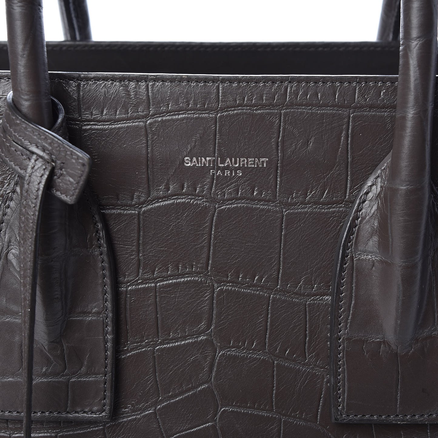 Calfskin Crocodile Embossed Small Sac De Jour Coal