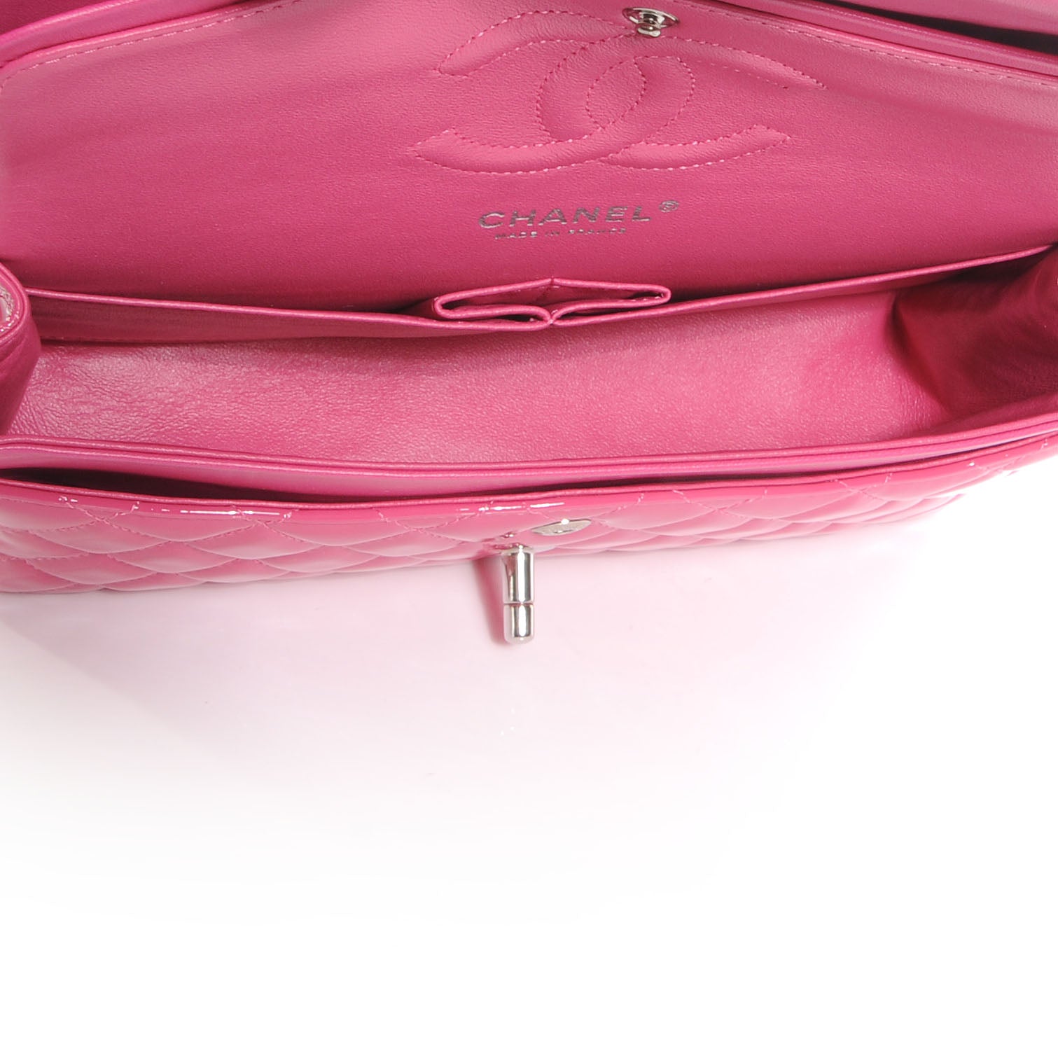 Chanel Patent Quilted Medium Double Flap Pink 6 of 9