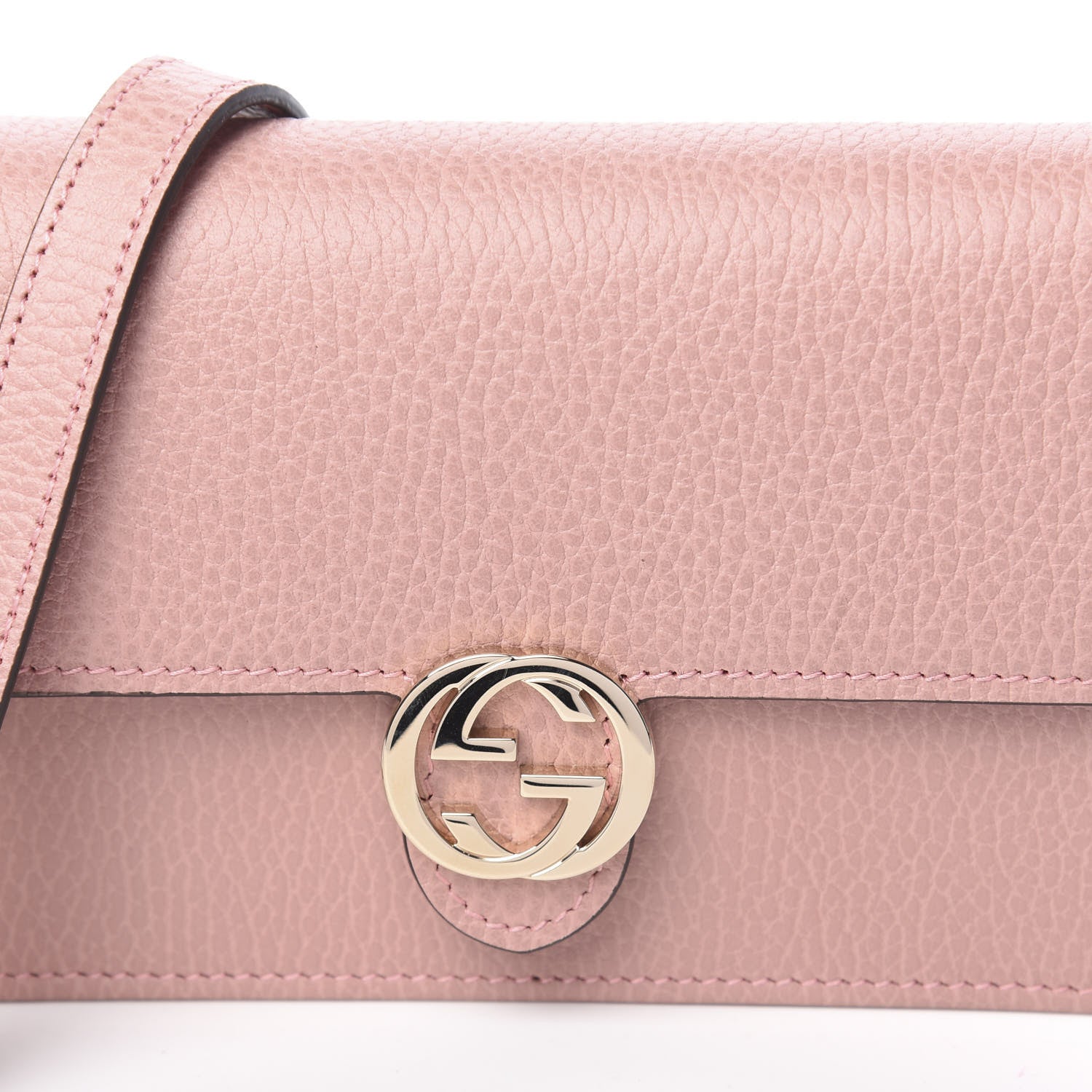 Gucci Dollar Calfskin Interlocking G Chain Wallet Soft Pink 10 of 11