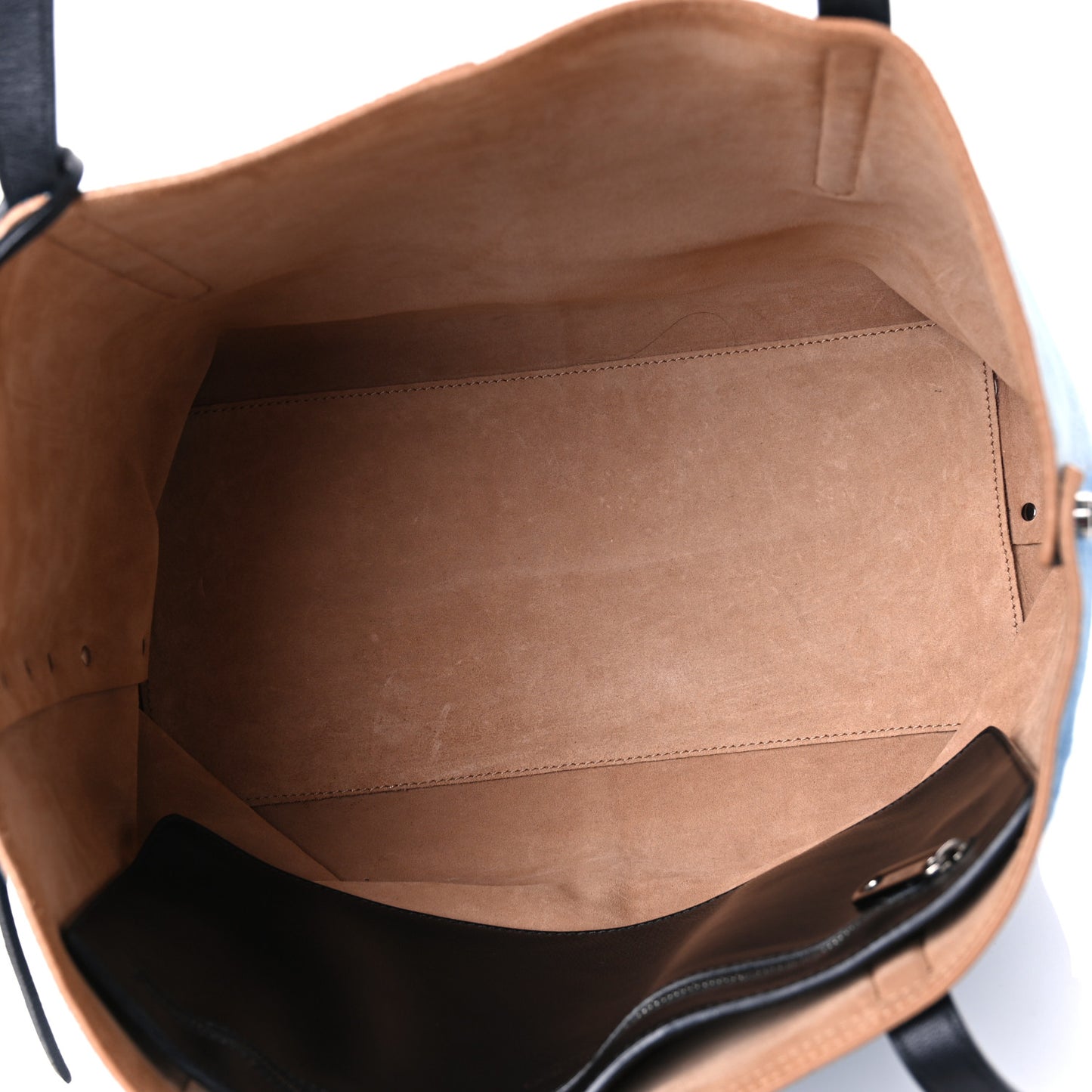 Denim Calfskin Twist East West Tote Blue Black